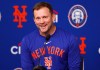 New York Mets interim manager Andy Green answers questions during a news conference, Sunday, Sept. 20, 2026, in New York. (AP Photo/Noah K. Murray)