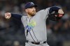 Tampa Bay Rays pitcher Drew Rasmussen throws in the first inning during the second baseball game of a doubleheader against the New York Yankees, Tuesday, Sept. 22, 2026, in New York. (AP Photo/Adam Hunger)