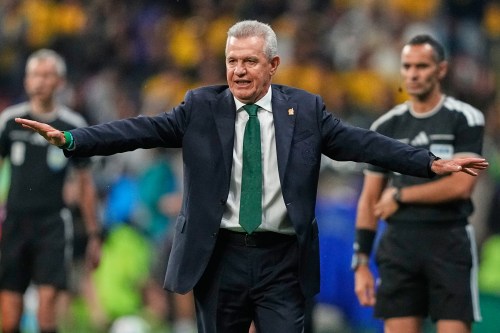FILE - Mexico head coach Javier Aguirre gestures during the World Cup round of 32 soccer match between Mexico and Ecuador in Mexico City, Tuesday, June 30, 2026. (AP Photo/Natacha Pisarenko, File)