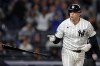 New York Yankees' Ben Rice reacts after hitting a solo home run during the first inning of a baseball game against the Tampa Bay Rays, Wednesday, Sept. 23, 2026, in New York. (AP Photo/Adam Hunger)