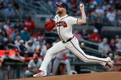 Atlanta Braves pitcher Chris Sale (51) delivers to a Cincinnati Reds batter during the first inning of a baseball game, Wednesday, Sept. 23, 2026, in Atlanta. (AP Photo/Erik S. Lesser)