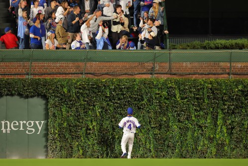 Chicago Cubs' Pete Crow-Armstrong watches Miami Marlins' Kyle Stowers two-run home run during the sixth inning of a baseball game against the Miami Marlins, Wednesday, Sept. 23, 2026, in Chicago. (AP Photo/Melissa Tamez)