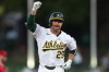 Athletics' Donovan Walton gestures as he jogs around the bases after hitting a three-run home run during the first inning of a baseball game against the Los Angeles Angels Wednesday, Sept. 23, 2026, in West Sacramento, Calif. (AP Photo/Scott Marshall)
