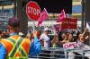 Air Canada flight attendants on strike picket at Pearson International Airport in Toronto on Monday, Aug. 18, 2025. THE CANADIAN PRESS/Sammy Kogan