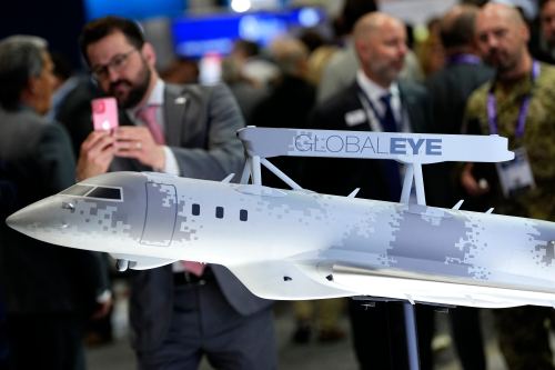A model of Saab's GlobalEye aircraft is displayed at the Canadian Association of Defence and Security Industries annual defence industry trade show (CANSEC) in Ottawa on Wednesday, May 27, 2026. THE CANADIAN PRESS/Justin Tang