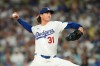 Los Angeles Dodgers starting pitcher Tyler Glasnow throws to the plate during the first inning of a baseball game against the San Diego Padres, Thursday, Sept. 24, 2026, in Los Angeles. (AP Photo/Mark J. Terrill)