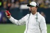 Green Bay Packers head coach Matt LaFleur argues a call during the first half of an NFL football game against the Atlanta Falcons in Green Bay, Wis., Thursday, Sept. 24, 2026. (AP Photo/Mike Roemer)