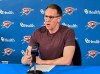FILE - Oklahoma City Thunder general manager Sam Presti reflects on the team's first championship season during an NBA basketball press conference, Monday, June 30, 2025, in Oklahoma City. (AP Photo/Cliff Brunt,File)
