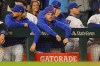 Chicago Cubs' Alex Bregman looks on from the dugout during the ninth inning of a baseball game against the Miami Marlins, Wednesday, Sept. 23, 2026, in Chicago. (AP Photo/Melissa Tamez)