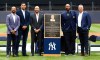 Chris Young, Dellin Betances, Derek Jeter, CC Sabathia and Andy Pettitte pose during Sabathia's Monument Park induction ceremony before a baseball game between the New York Yankees and Baltimore Orioles, Friday, Sept. 25, 2026, in New York. (AP Photo/Noah K. Murray)