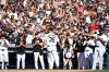 Detroit Tigers starting pitcher Justin Verlander (35) and his daughter, Genevieve Verlander, leave the field after Verlander was taken out of the game during the sixth inning of a baseball game against the Pittsburgh Pirates, Saturday, Sept. 26, 2026, in Detroit. (AP Photo/Jose Juarez)