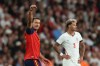 Spain's Mikel Oyarzabal, left celebrates after scoring his sides third goal during the Nations League Soccer match between England and Spain in London, Saturday, Sept. 26, 2026. (AP Photo/Ian Walton)