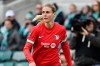 FILE - Kansas City Current forward Haley Hopkins (13) looks up field during an NWSL soccer match the Portland Thorns FC in Kansas City, Mo., Saturday, March 15, 2025. (AP Photo/Peter Aiken,File)