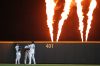 Seattle Mariners left fielder Michael Arroyo, center fielder Randy Arozarena and right fielder Lazaro Montes celebrate a win over the Los Angeles Angels in a baseball game, Saturday, Sept. 26, 2026, in Seattle. (AP Photo/Lindsey Wasson)