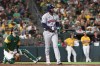 Houston Astros' Yordan Alvarez watches the ball after hitting a three-run home run during the fifth inning of a baseball game against the Athletics Saturday, Sept. 26, 2026, in West Sacramento, Calif. (AP Photo/Sara Nevis)