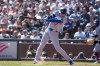 Los Angeles Dodgers' Shohei Ohtani hits a single against the San Francisco Giants during the third inning of a baseball game Sunday, Sept. 27, 2026, in San Francisco. (AP Photo/Tony Avelar)