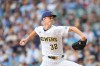 Milwaukee Brewers pitcher Jacob Misiorowski throws during the first inning of a baseball game against the St. Louis Cardinals, Sunday, Sept. 27, 2026, in Milwaukee. (AP Photo/Kayla Wolf)