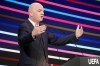 FILE - FIFA president Gianni Infantino speaks to delegates at the 49th ordinary UEFA congress in Belgrade, Serbia, April 3, 2025. (AP Photo/Darko Vojinovic, file)