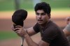 San Diego Padres catcher Ethan Salas looks on before Game 1 of the National League Wild Card baseball playoff series against the Chicago Cubs Tuesday, Sept. 29, 2026, in San Diego. (AP Photo/Gregory Bull)