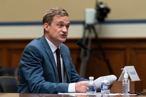 FILE - Author Patrick Radden Keefe testifies before a House Oversight Committee hearing on legislation inspired by the bankruptcy case of Purdue Pharma and the members of the wealthy Sackler family that own it, on Capitol Hill, on June 8, 2021, in Washington. (AP Photo/Manuel Balce Ceneta, File)