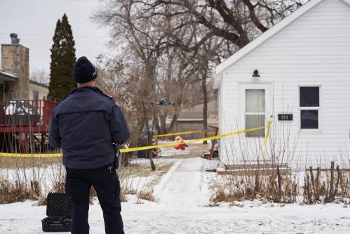 A Manitoba man who is accused of killing his three young children, their mother and a teenage relative has parted ways with his lawyers for the second in less than a year. RCMP fly a drone at the scene of an ongoing investigation regarding five deaths in southern Manitoba, in Carman, Man., Monday, Feb. 12, 2024. THE CANADIAN PRESS/David Lipnowski