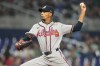 Atlanta Braves starting pitcher Ray Kerr throws during the first inning of a baseball game, against the Miami Marlins Friday, Sept. 25, 2026, in Miami. (AP Photo/Lynne Sladky)