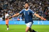 Greece's Giorgos Masouras celebrates after scoring his side's second goal during the UEFA Nations League soccer match between Greece and Netherlands in Thessaloniki, northern Greece, Thursday, Oct. 1, 2026. (AP Photo/Giannis Papanikos)