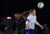 Ottawa Rapid FC's Olivia Scott (right) heads the ball away from Vancouver Rise's Latifah Abdu during the second half of an NSL semifinal soccer match, in Burnaby, B.C., on Tuesday, Nov. 4, 2025. THE CANADIAN PRESS/Rich Lam