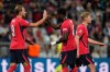 England's Harry Kane, left, and Marc Guehi reacts after the fifth goal during the Nations League soccer match between Croatia and England in Rijeka, Croatia, Saturday, Oct. 3, 2026. (AP Photo/Darko Bandic)