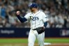 Tampa Bay Rays pitcher Drew Rasmussen celebrates after striking out New York Yankees' Cody Bellinger to end the top of the sixth inning of Game 1 of an American League Division Series baseball game Saturday, Oct. 3, 2026, in St. Petersburg, Fla. (AP Photo/Chris O'Meara)