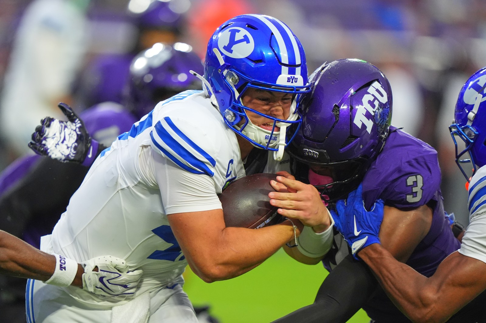 Bear Bachmeier scores two TDs as BYU beats TCU 17‑10