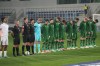 Irish players bow their heads during Israeli national anthem before the UEFA Nations League soccer match between the Republic of Ireland and Israel in Backa Topola, Serbia, Sunday, Oct. 4, 2026. (AP Photo/Darko Vojinovic)