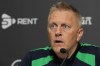 Ireland's head coach Heimir Hallgrimsson speaks during a press conference ahead of the Nations League soccer match between Republic of Ireland and Israel in Backa Topola, Serbia, Saturday, Oct. 3, 2026. (AP Photo/Darko Vojinovic)
