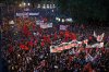 Tens of thousands march protesting the housing situation in Spain, just hours after Prime Minister Pedro Sánchez announced an early general election, in Barcelona, Spain, Monday, Oct. 5, 2026. (AP Photo/Emilio Morenatti)