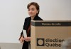 Coalition Avenir Québec Leader Christine Fréchette walks out of the booth after voting at the polling office in Trois-Rivières Que. Monday, Oct. 5, 2026. THE CANADIAN PRESS/Jacques Boissinot