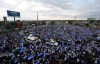 FILE - People protest at the Jean Paul Genie roundabout against the government of President Daniel Ortega, in Managua, Nicaragua, on May 15, 2018. (AP Photo/Alfredo Zuniga, File)