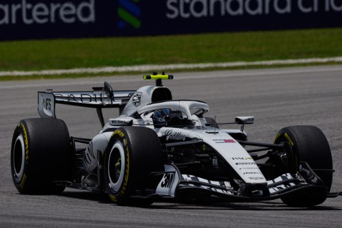 Cadillac driver Valtteri Bottas of Finland steers his car during the first free practice session ahead of the Bahrain Grand Prix in Sepang, Malaysia, Friday, Oct. 2, 2026. (AP Photo/Vincent Thian)