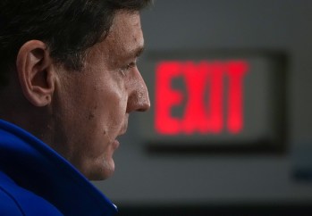B.C. NDP Leader David Eby speaks during a provincial election campaign stop at the Victoria Curling Club, in Victoria, B.C., on Monday, Oct. 5, 2026. THE CANADIAN PRESS/Darryl Dyck