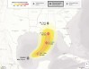 The map above shows the current position of Tropical Storm Isaias in the Gulf of Mexico on Oct. 7, 2026. (AP Digital Embed)