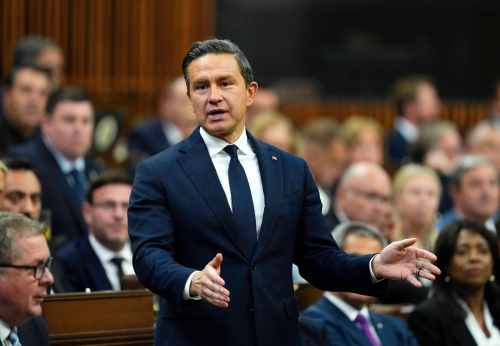 Conservative Leader Pierre Poilievre rises during question period in the House of Commons on Parliament Hill in Ottawa on Wednesday, Oct. 7, 2026. THE CANADIAN PRESS/Justin Tang