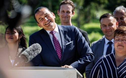 Manitoba premier Wab Kinew announced funding for geothermal heating in new developments at the University of Manitoba in Winnipeg, Wednesday, Sept. 9, 2026. THE CANADIAN PRESS/John Woods