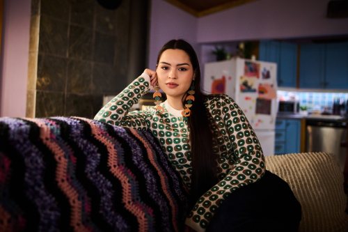 Actress Anna Lambe pauses for a portrait on set during the filming of the second season of 
