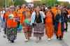 Monica Campeau (second from far left) is pictured walking with her daughter Verna Campeau (middle) and her mother-in-law Kimberly Scott (second from far right). (Brook Jones / Free Press)