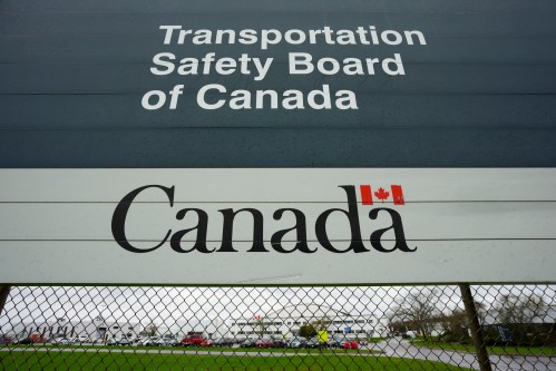 Transportation Safety Board of Canada (TSB) signage is pictured outside TSB offices in Ottawa, Monday, May 1, 2023. THE CANADIAN PRESS/Sean Kilpatrick
