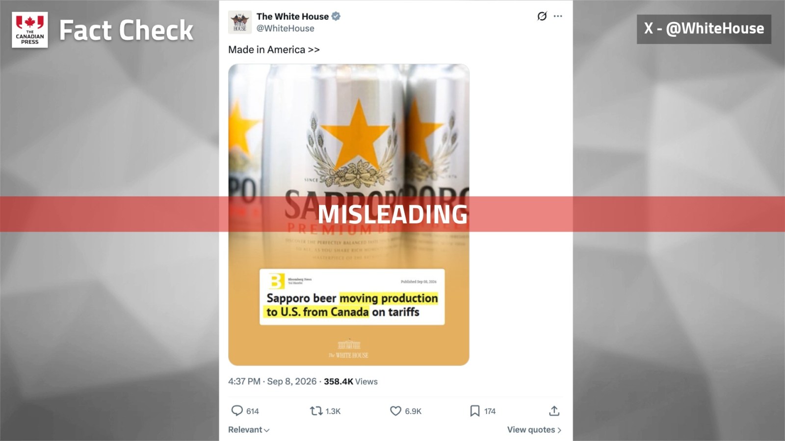 winnipegfreepress.com - Timon Johnson, The Canadian Press - Fact File: White House claim of beer victory doused by Sapporo brewer