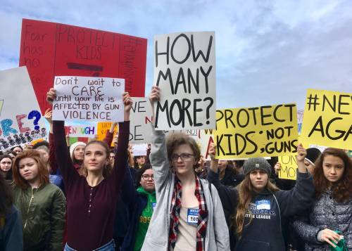 Manuel Valdes / Associated Press files
                                Students in Seattle protest gun violence a month after the Feb. 14, 2018 shooting at Marjory Stoneman Douglas High School in Parkland, Fla., where 17 people were killed.