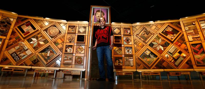 Wayne Glowacki / Free Press files
                                Artist Carey Newman with Witness Blanket, which features objects recovered from residential schools. Newman hopes legislation can be introduced to preserve records detailing abuse at the schools.