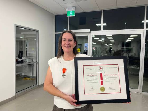 After 14 years of service, Melanie Young was awarded the Order of the Red Cross, one of just 483 Canadians to receive this recognition since 1984.(Supplied)