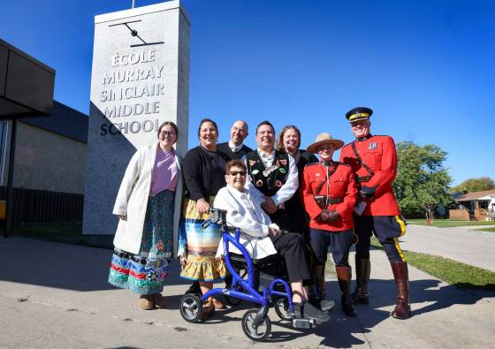 Lord Selkirk School Division students, families, staff and community members gathered Wednesday to celebrate the renaming of the École Selkirk Junior High as Murray Sinclair Middle School to honour the legacy of the late Honourable Murray Sinclair. (Ruth Bonneville / Free Press)