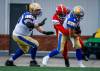 JEFF MCINTOSH / THE CANADIAN PRESS FILES
                                Winnipeg Blue Bombers quarterback Zach Collaros (right) is sacked by Calgary Stampeders defensive lineman Clarence Hicks (centre) back in June. Calgary&rsquo;s star pass-rusher has already taken down Winnipeg quarterbacks twice this season and leads the CFL with 12 sacks.